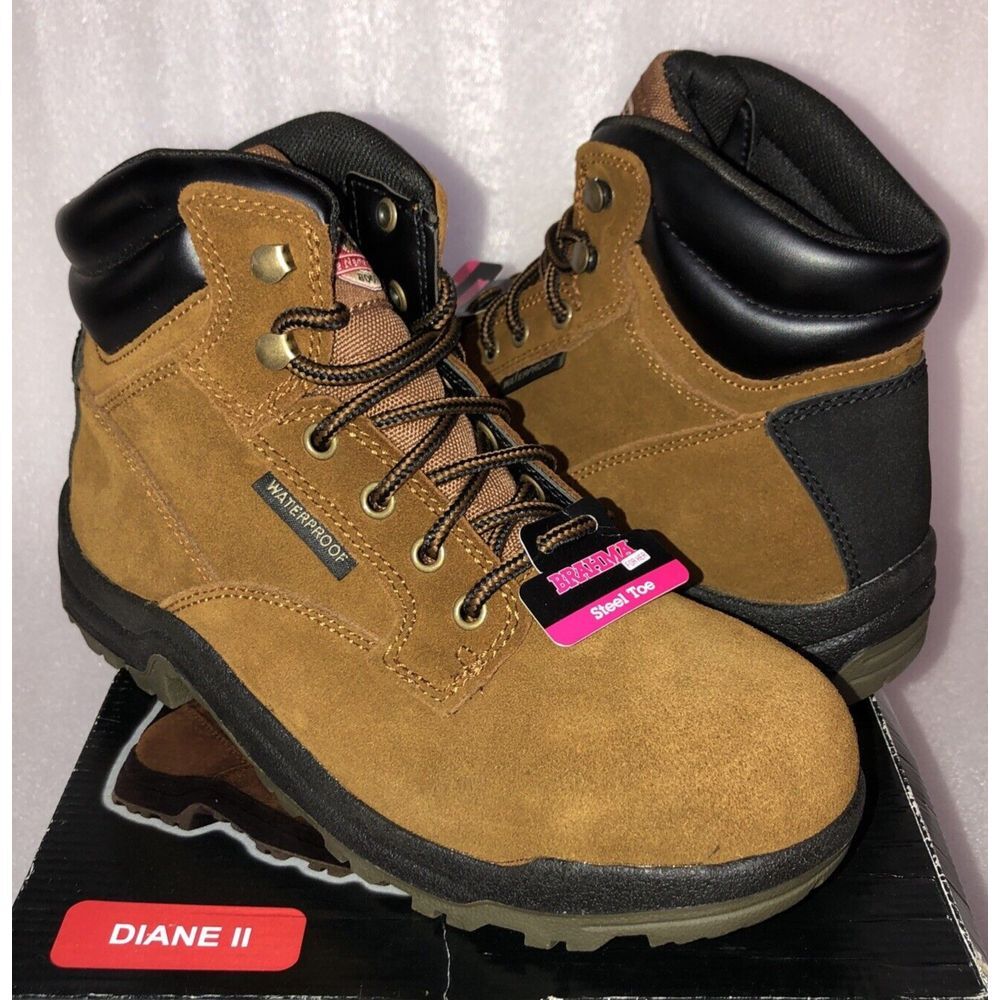 Brahma Women's Diane II Steel Toe‎ Slip Resistant Waterproof Work Boots Size 8